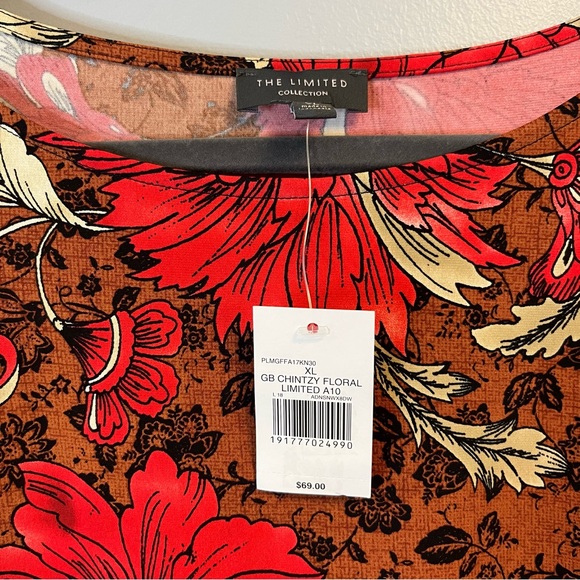 The Limited Blouse Chintzy Floral Pattern Flare Sleeve Top Sz XL NWT Holiday - Picture 4 of 8
